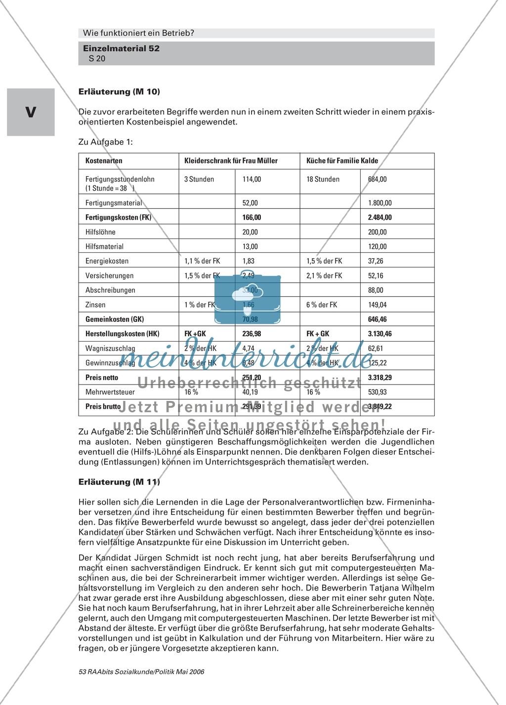 Kosten und Einnahmen: Typen von Betriebskosten und Preisbildung. Arbeitsmaterial mit Erläuterungen Preview 5