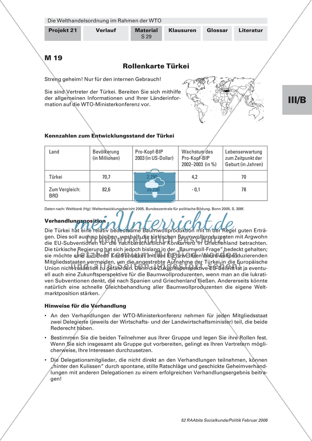 Simulation einer WTO-Ministerkonferenz: Konfliktfeld Baumwollhandel. Arbeitsmaterial mit Erläuterungen Preview 11
