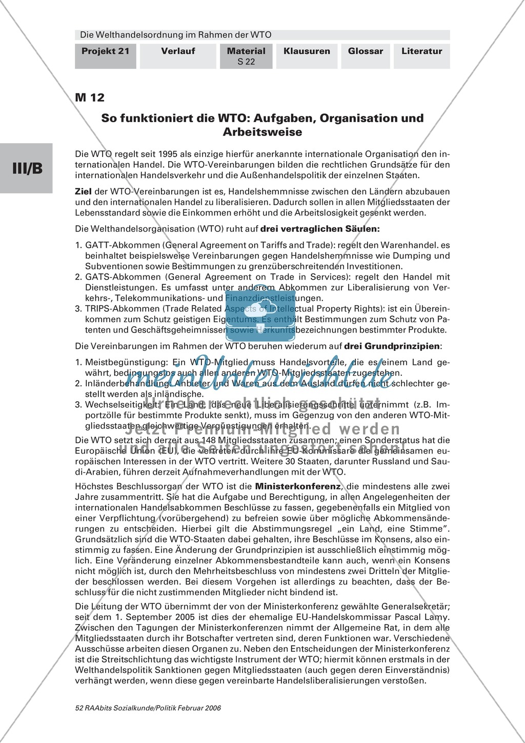 Simulation einer WTO-Ministerkonferenz: Konfliktfeld Baumwollhandel. Arbeitsmaterial mit Erläuterungen Preview 4