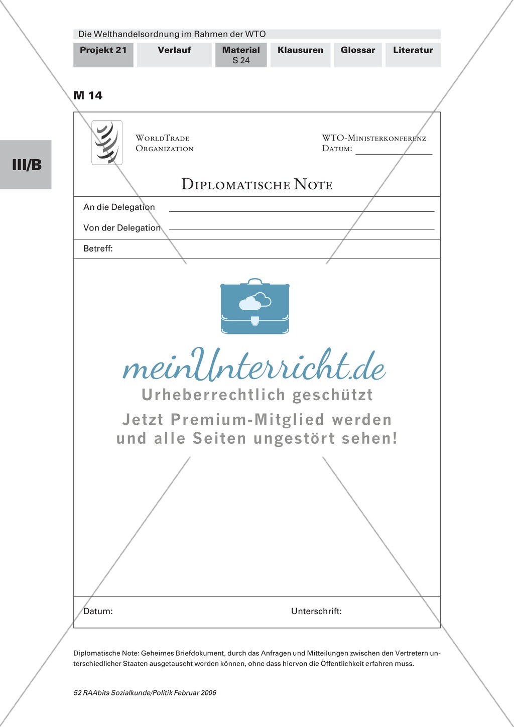 Simulation einer WTO-Ministerkonferenz: Konfliktfeld Baumwollhandel. Arbeitsmaterial mit Erläuterungen Preview 6
