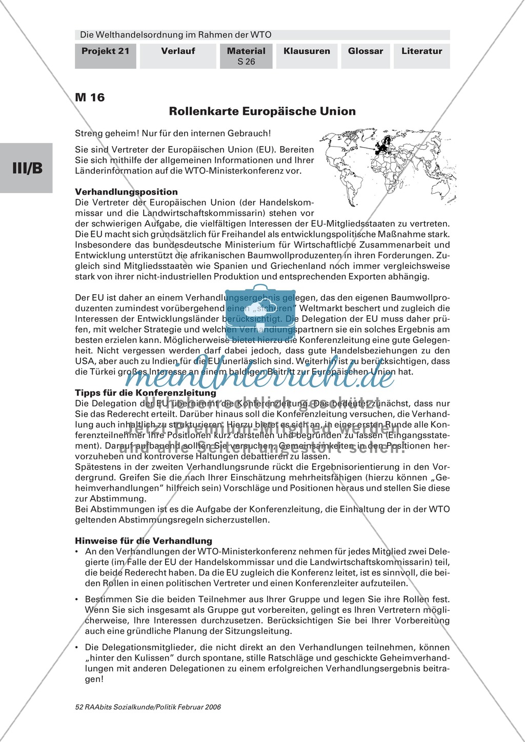 Simulation einer WTO-Ministerkonferenz: Konfliktfeld Baumwollhandel. Arbeitsmaterial mit Erläuterungen Preview 8