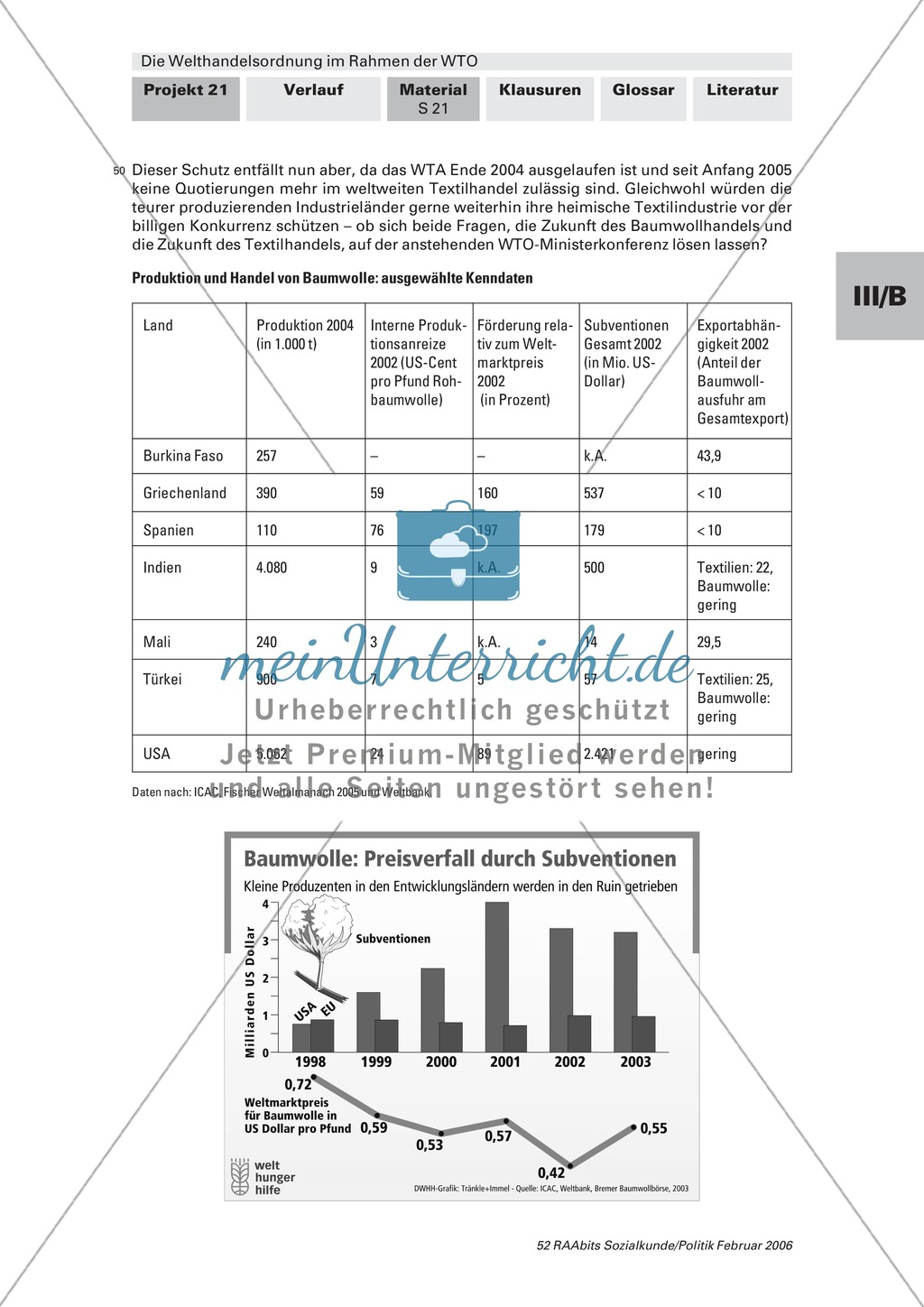 Fallbeispiel Baumwolle: ein handelspolitisches Problem. Arbeitsmaterial mit Erläuterungen Preview 2