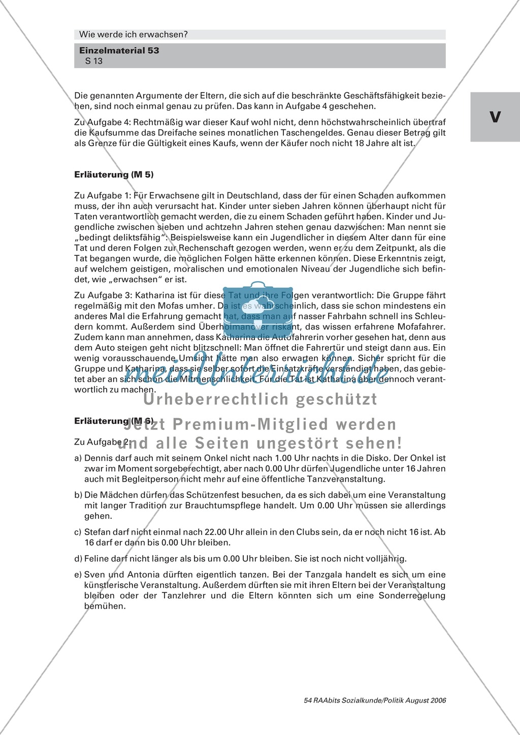 Erwachsenwerden: Rechts- und Geschäftsfähigkeit, Haftbarkeit und Jugendschutz. Arbeitsmaterial mit Erläuterungen Preview 4