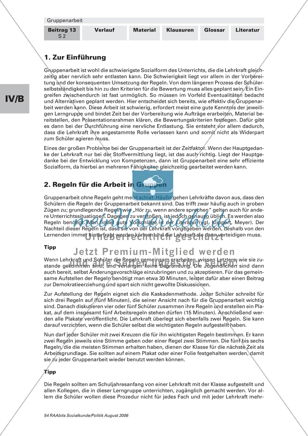 So gelingt Gruppenarbeit - praktische Hinweise für den Einsatz im Unterricht. Arbeitsmaterial mit Erläuterungen Preview 1