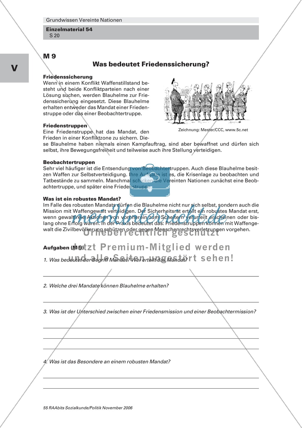Die Rolle von Blauhelmen und Friedenssicherung im Rahmen der UNO: Arbeitsmaterial mit Erläuterungen Preview 3
