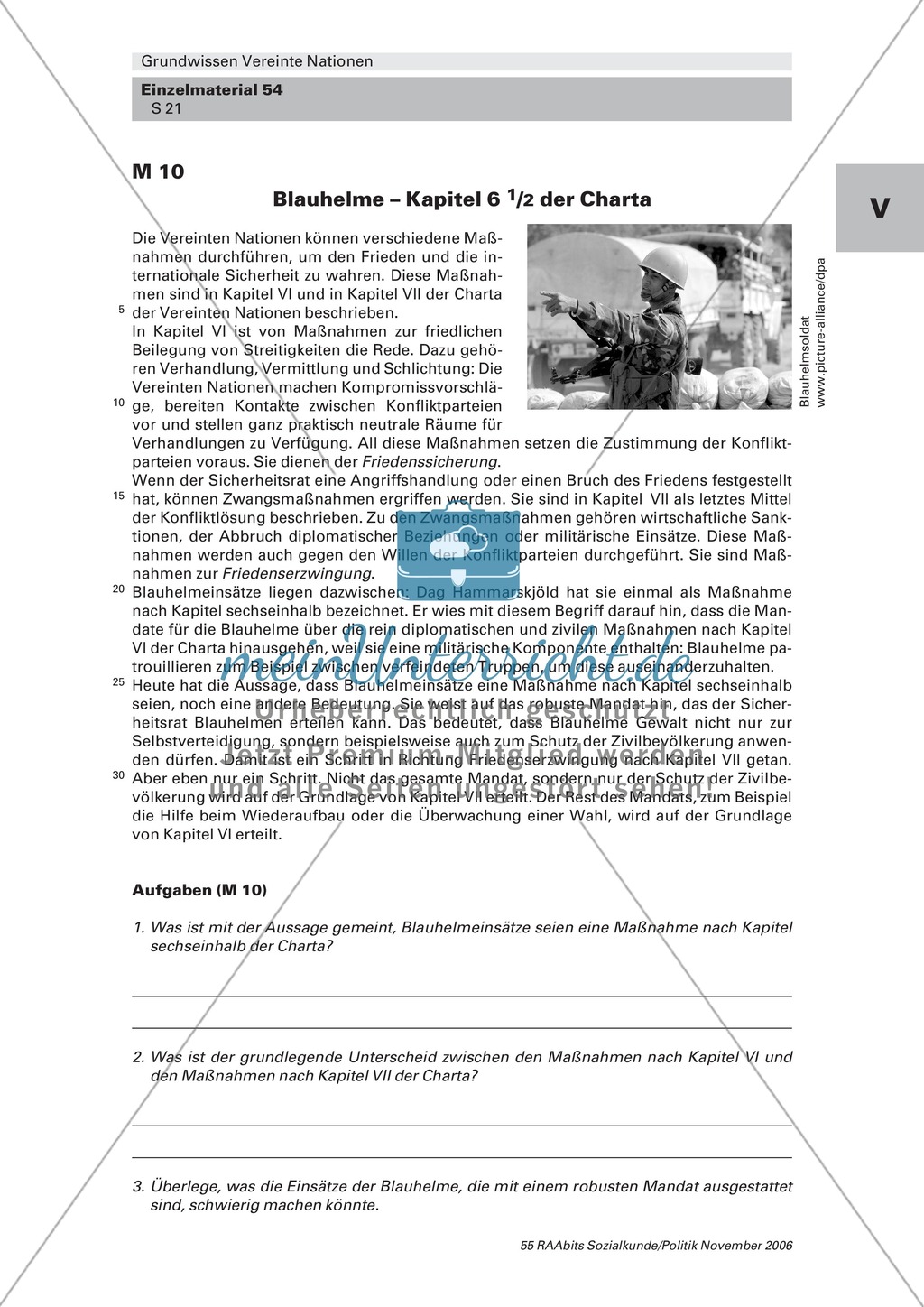 Die Rolle von Blauhelmen und Friedenssicherung im Rahmen der UNO: Arbeitsmaterial mit Erläuterungen Preview 4