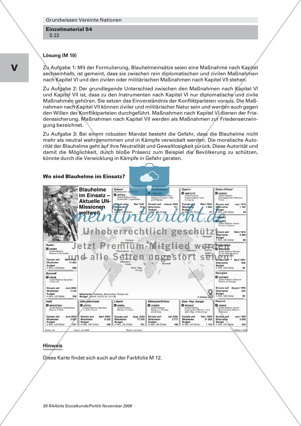 Die Rolle von Blauhelmen und Friedenssicherung im Rahmen der UNO: Arbeitsmaterial mit Erläuterungen Preview 5