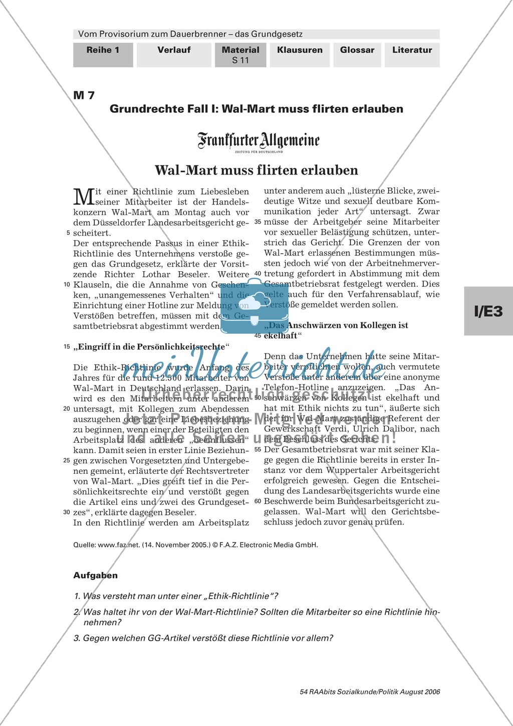 Fallstudien zu den Grundrechten: Freiheitsrechte. Arbeitsmaterial mit Erläuterungen Preview 1