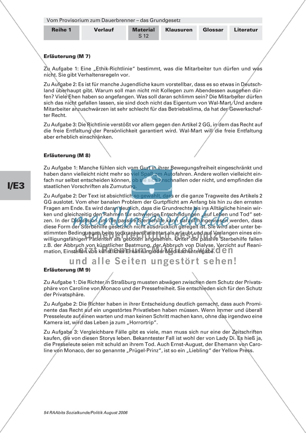 Fallstudien zu den Grundrechten: Freiheitsrechte. Arbeitsmaterial mit Erläuterungen Preview 2