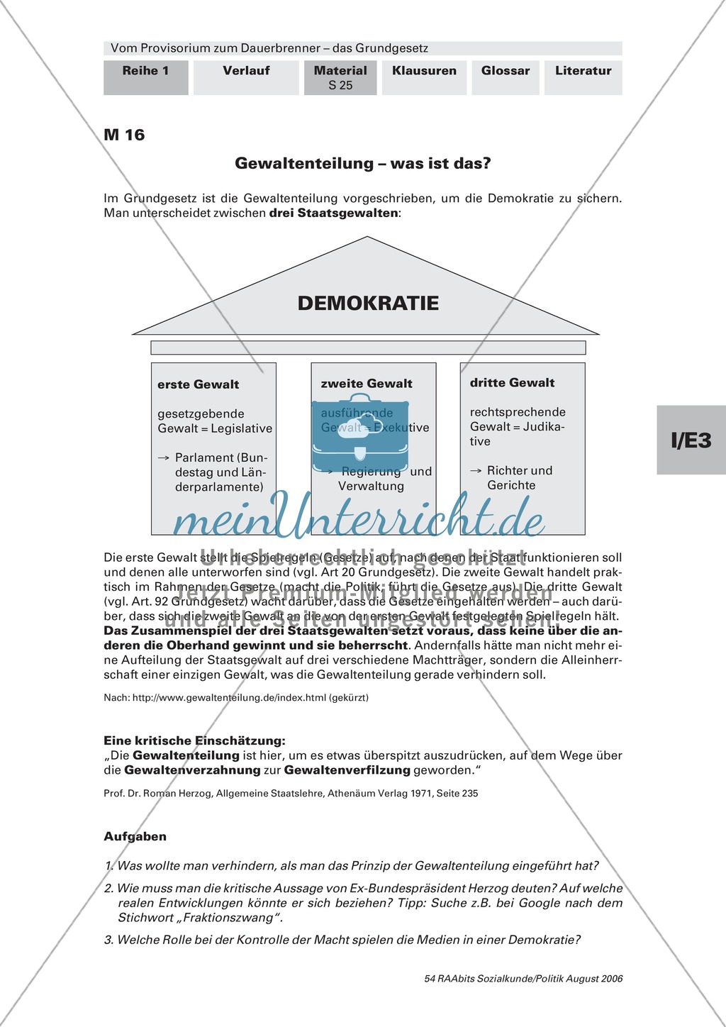 Gewaltenteilung und Bundesstaat: Arbeitsmaterial mit Erläuterungen Preview 3