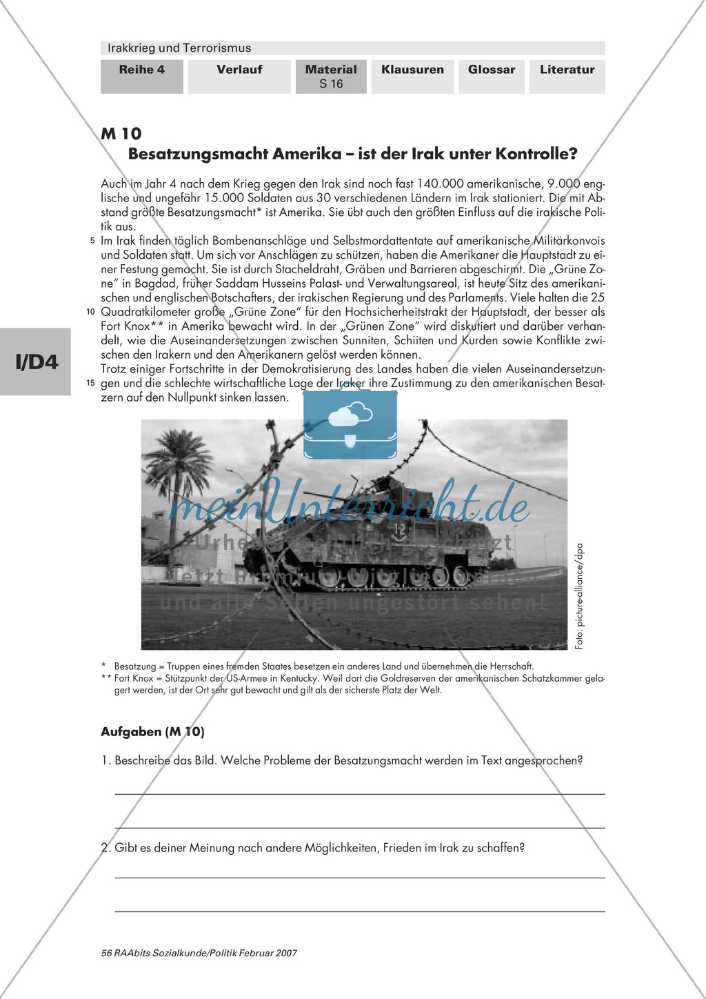 Irakkrieg: Wie sieht der Alltag im Land aus? Arbeitsmaterial mit Erläuterungen Preview 4