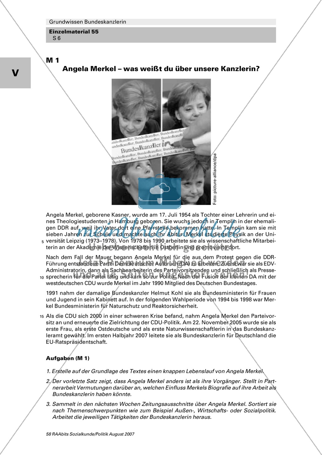 Angela Merkel: Vorstellung der Kanzlerin. Arbeitsmaterial mit Erläuterungen Preview 1