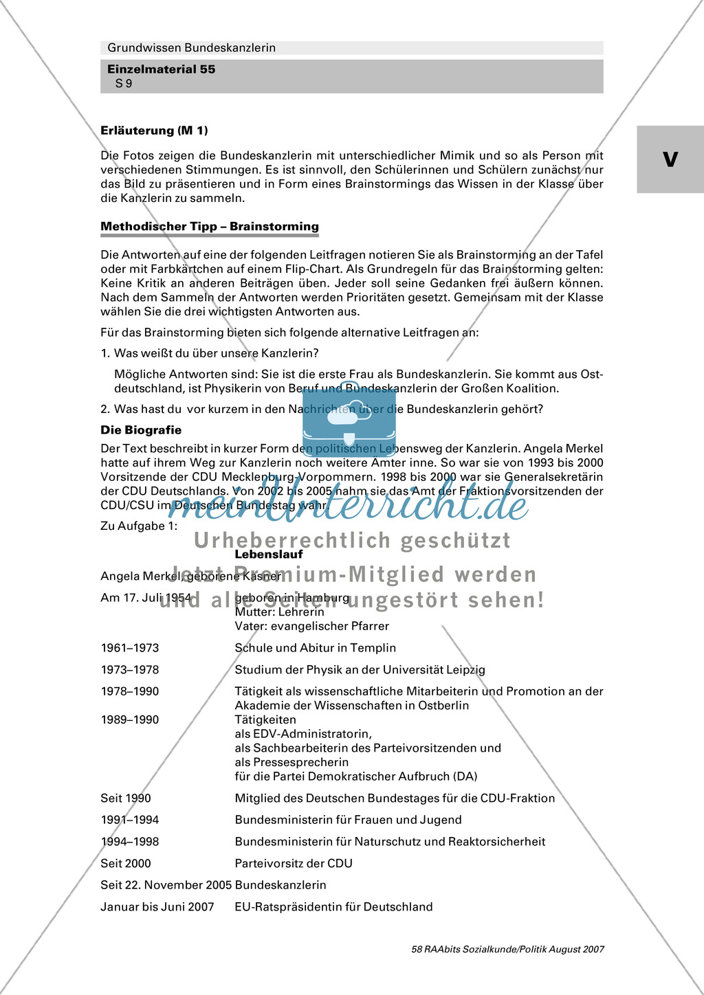 Angela Merkel: Vorstellung der Kanzlerin. Arbeitsmaterial mit Erläuterungen Preview 4