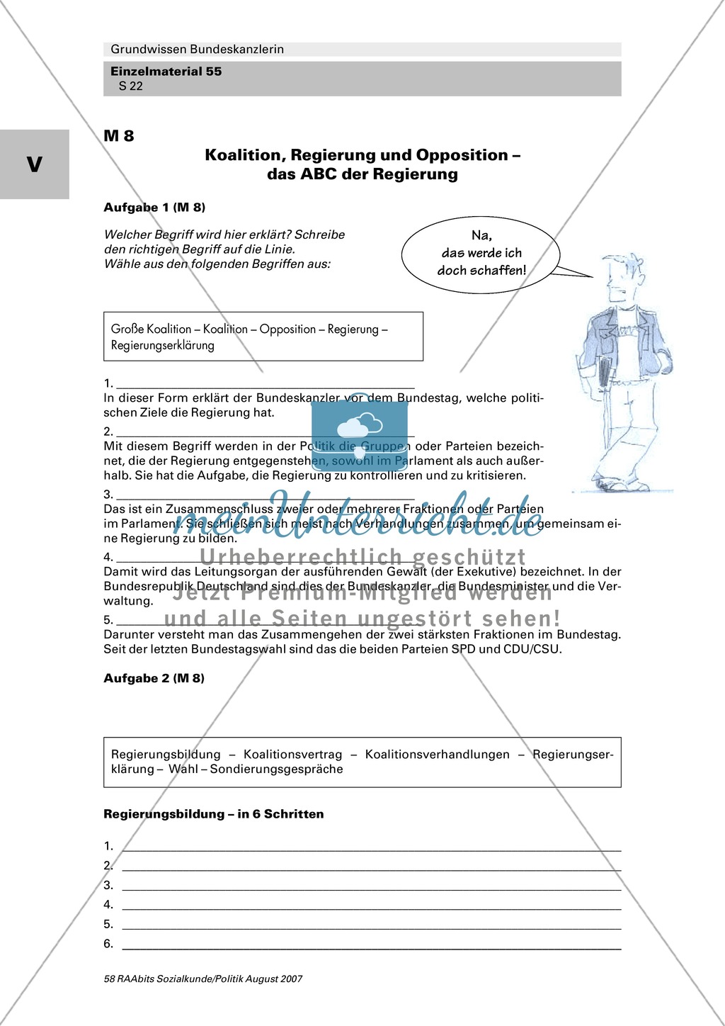Überblick über das Bundeskabinett und ABC zur Bundesregierung: Arbeitsmaterial mit Erläuterungen Preview 2