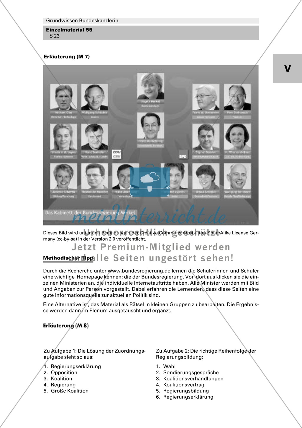 Überblick über das Bundeskabinett und ABC zur Bundesregierung: Arbeitsmaterial mit Erläuterungen Preview 3