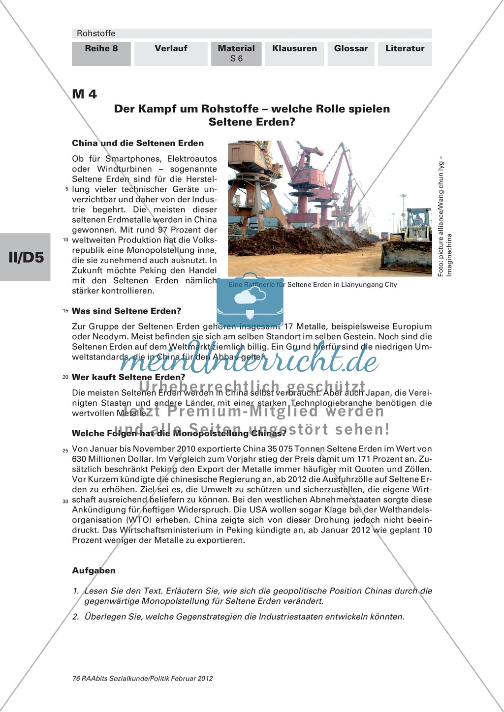 Wie wirkt sich Rohstoffknappheit auf geopolitische Strukturen aus? Arbeitsmaterial mit Erläuterungen Preview 5