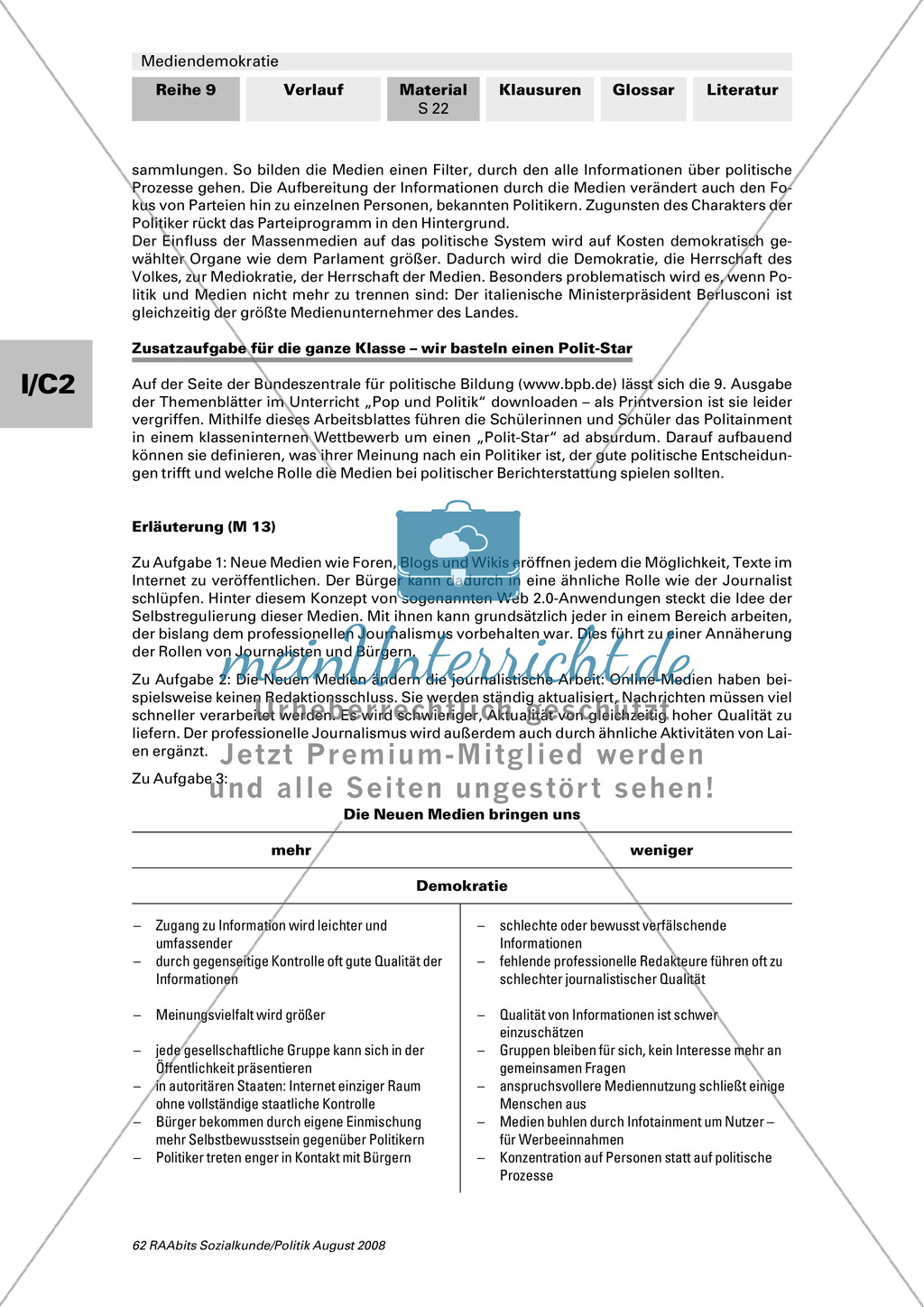 Spiel mit Medien - vom Einfluss von Politikern, Journalisten und Bürgern. Arbeitsmaterial mit Erläuterungen Preview 4