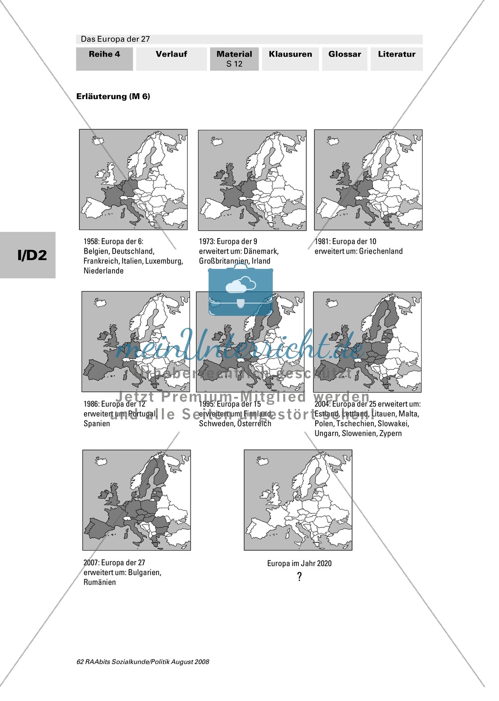 Wie kam es zur Europäischen Union? Die Väter Europas und die Erweiterungsrunden. Arbeitsmaterial mit Erläuterungen Preview 4