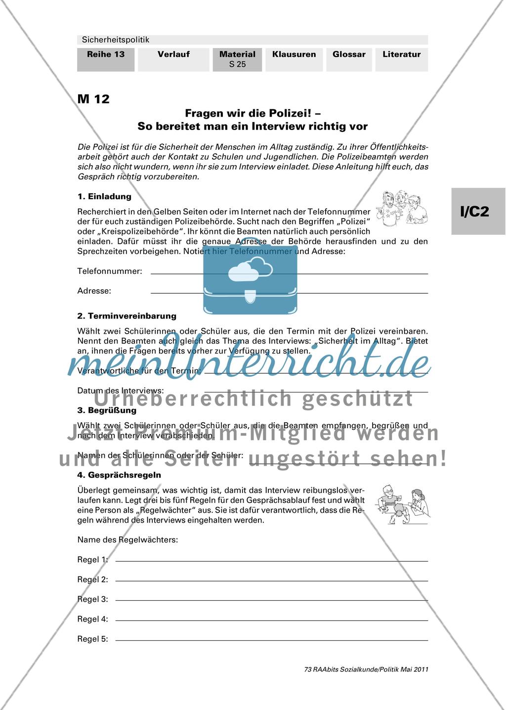 Sicherheit auf Kosten der Freiheit? / Vorbereitung und Durchführung eines Interviews / Lernkontrolle Preview 10
