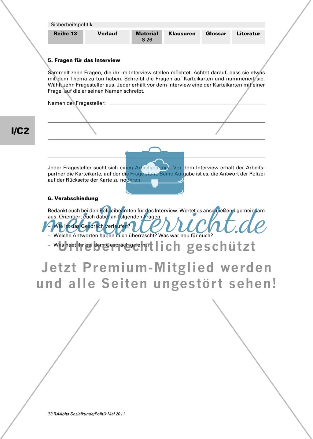 Sicherheit auf Kosten der Freiheit? / Vorbereitung und Durchführung eines Interviews / Lernkontrolle Preview 11