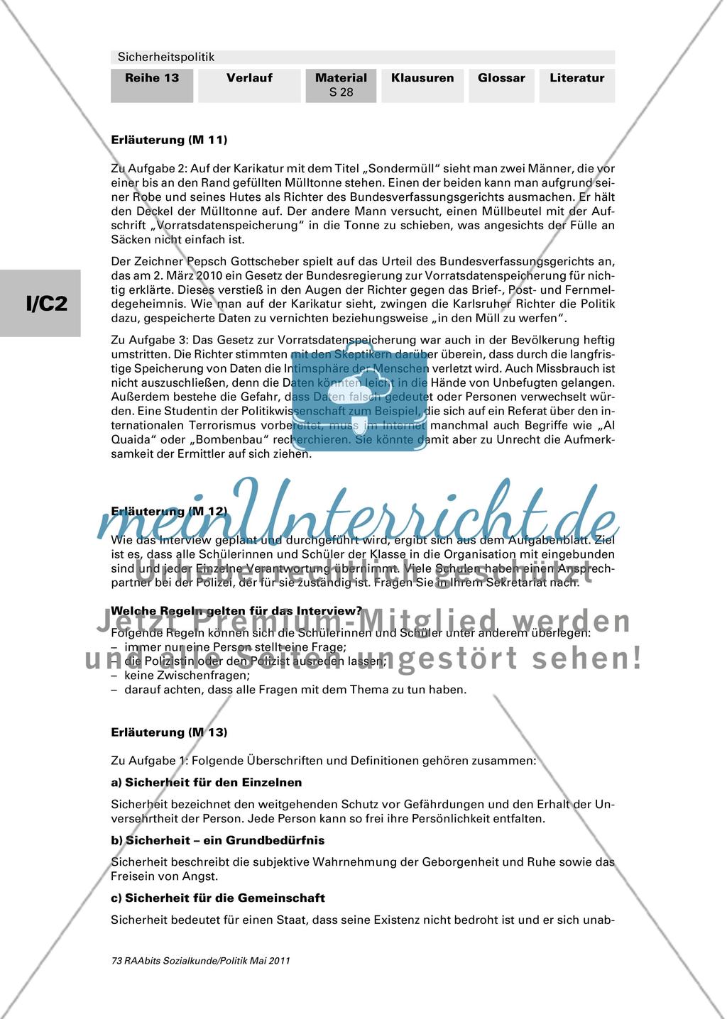 Sicherheit auf Kosten der Freiheit? / Vorbereitung und Durchführung eines Interviews / Lernkontrolle Preview 13