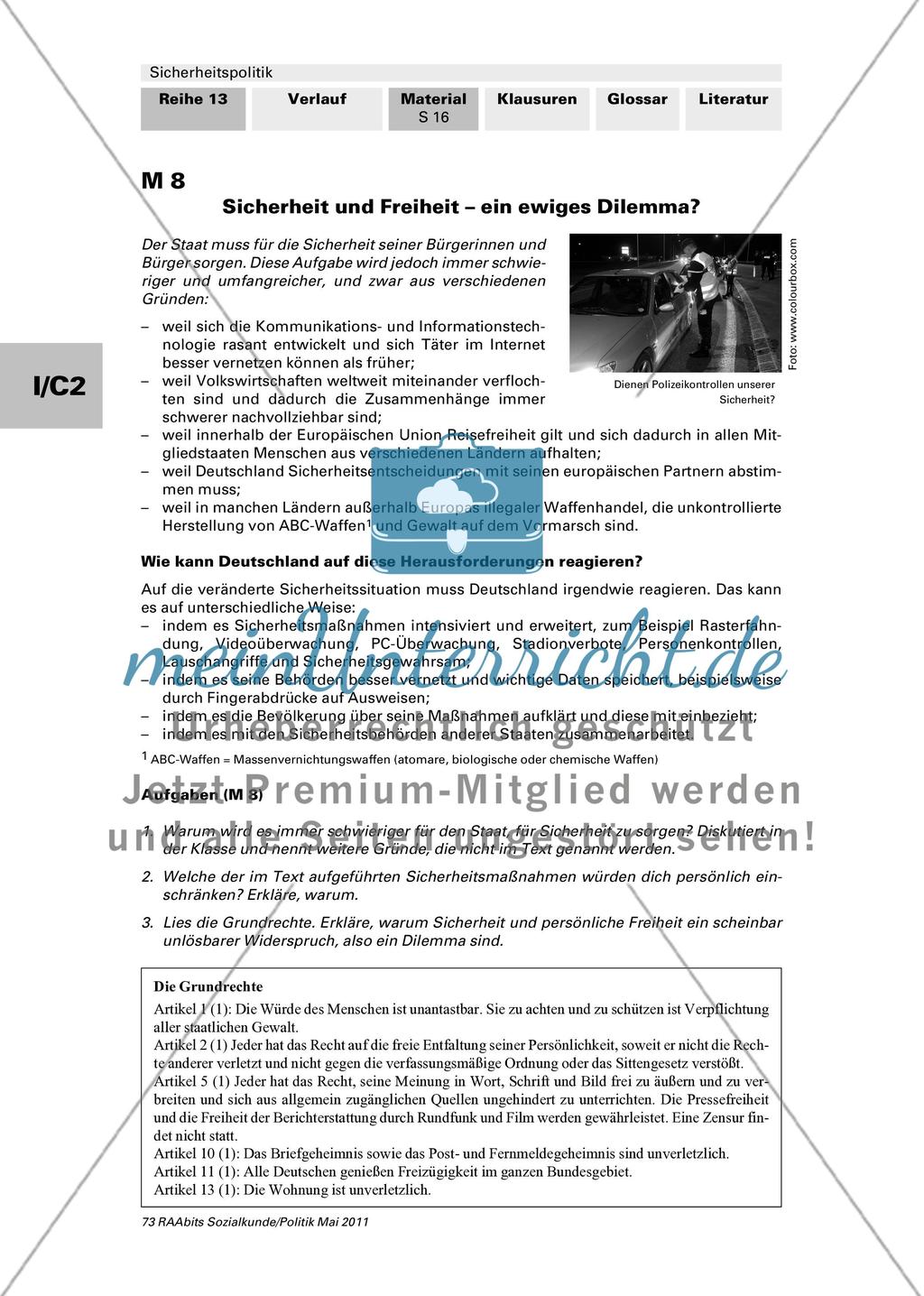 Sicherheit auf Kosten der Freiheit? / Vorbereitung und Durchführung eines Interviews / Lernkontrolle Preview 1