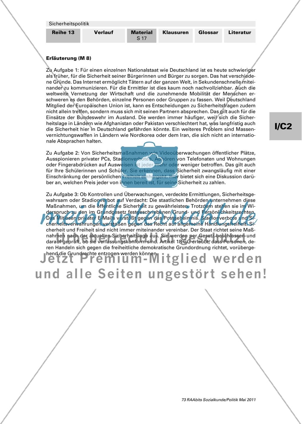 Sicherheit auf Kosten der Freiheit? / Vorbereitung und Durchführung eines Interviews / Lernkontrolle Preview 2