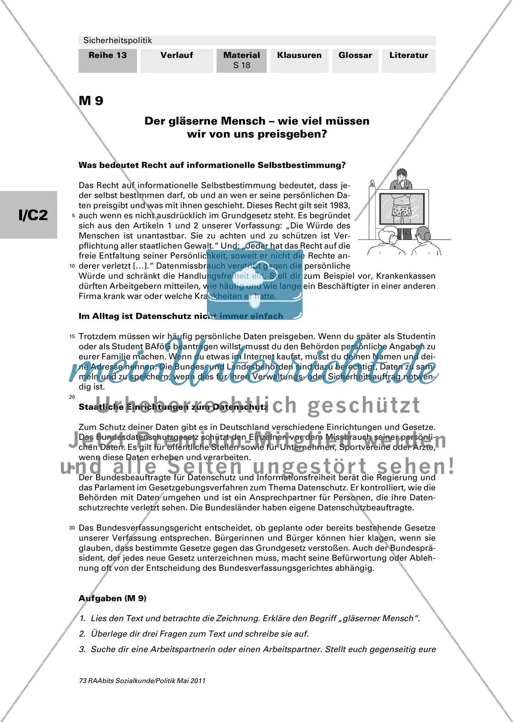 Sicherheit auf Kosten der Freiheit? / Vorbereitung und Durchführung eines Interviews / Lernkontrolle Preview 3