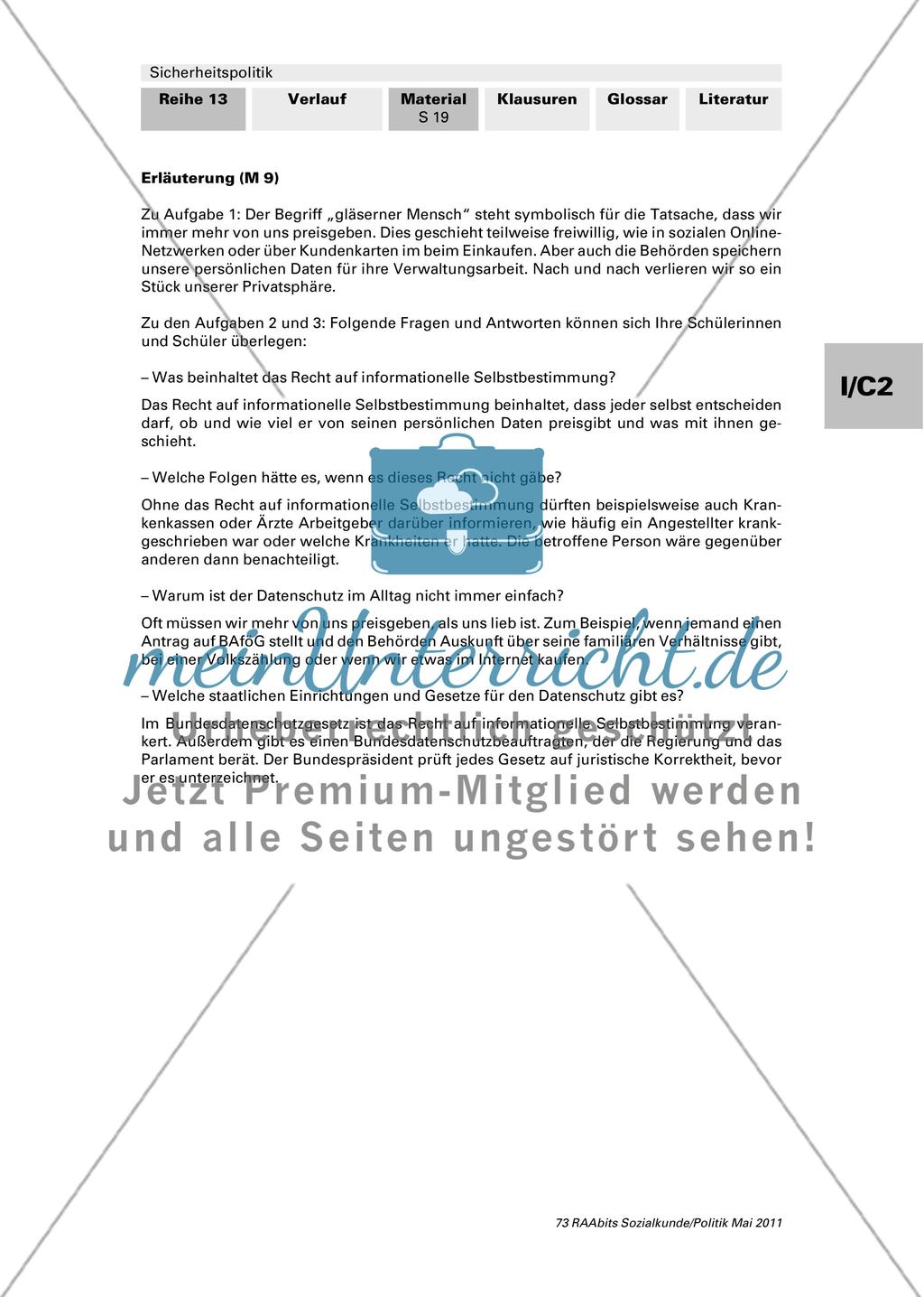 Sicherheit auf Kosten der Freiheit? / Vorbereitung und Durchführung eines Interviews / Lernkontrolle Preview 4