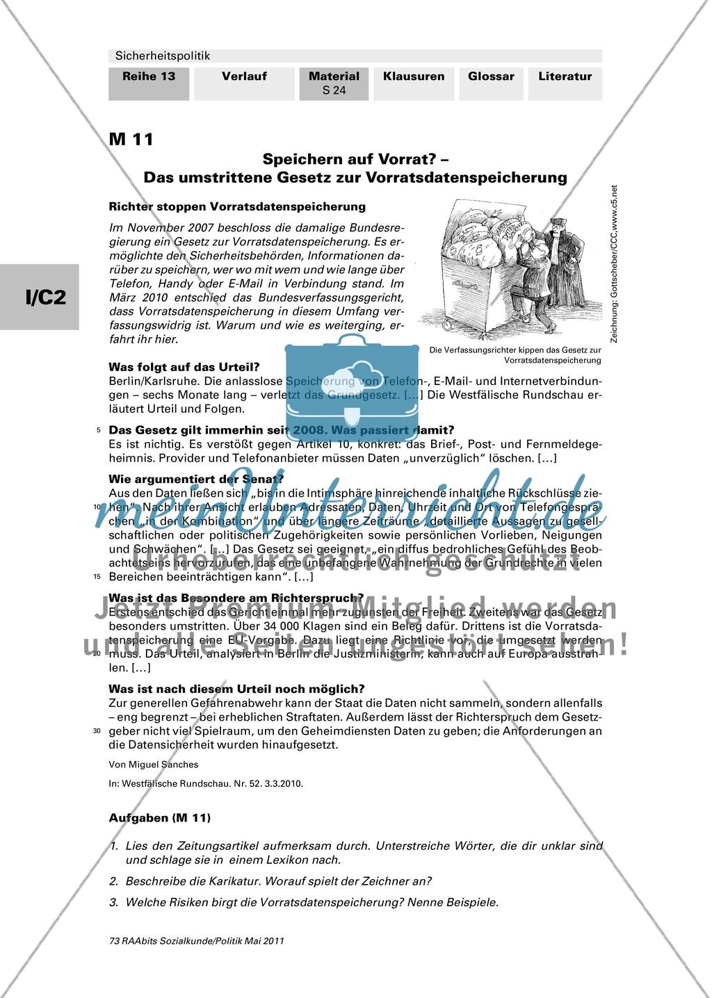Sicherheit auf Kosten der Freiheit? / Vorbereitung und Durchführung eines Interviews / Lernkontrolle Preview 9