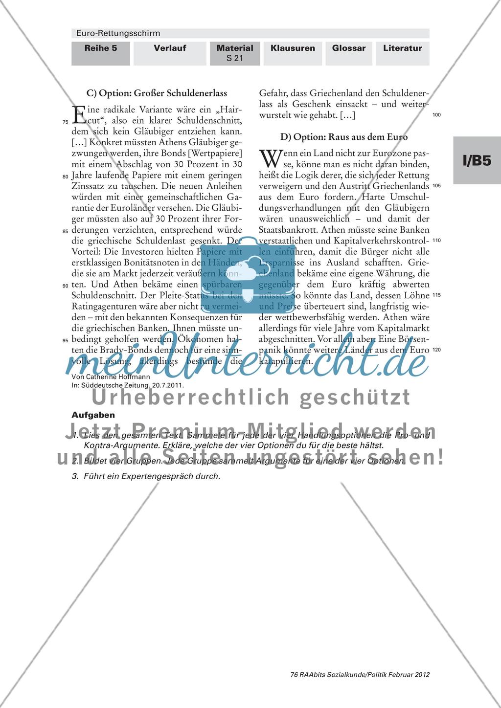 Von der No-Bailout-Klausel zur No-Way-Out-Klause / Welcher Weg führt aus der Krise? Preview 4