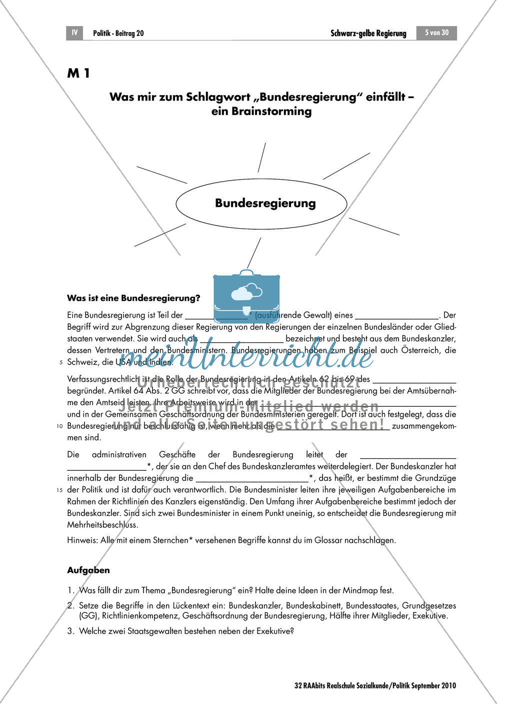 Was ist eigentlich eine Bundesregierung? Arbeitsmaterial mit Erläuterungen Preview 1