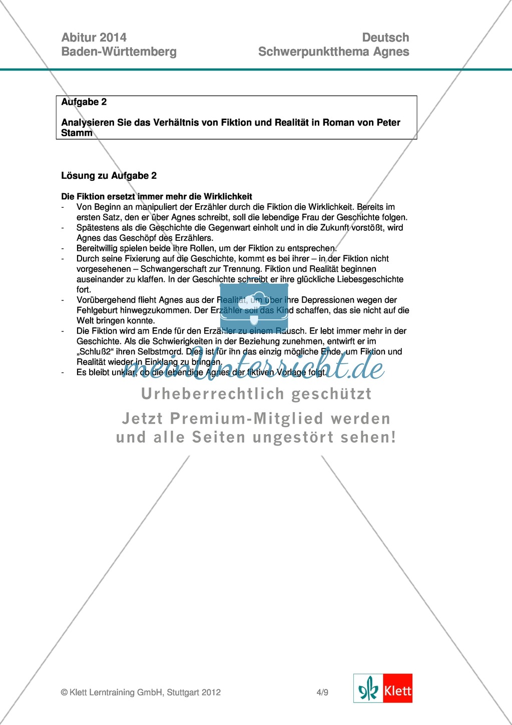 Vollständige Abituraufgabe, Baden-Württemberg, 2014: Fragen zum Roman