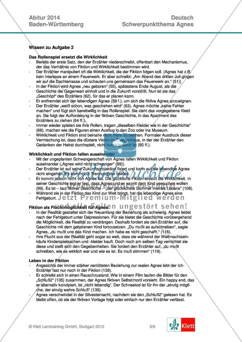 Vollständige Abituraufgabe, Baden-Württemberg, 2014: Fragen zum Roman
