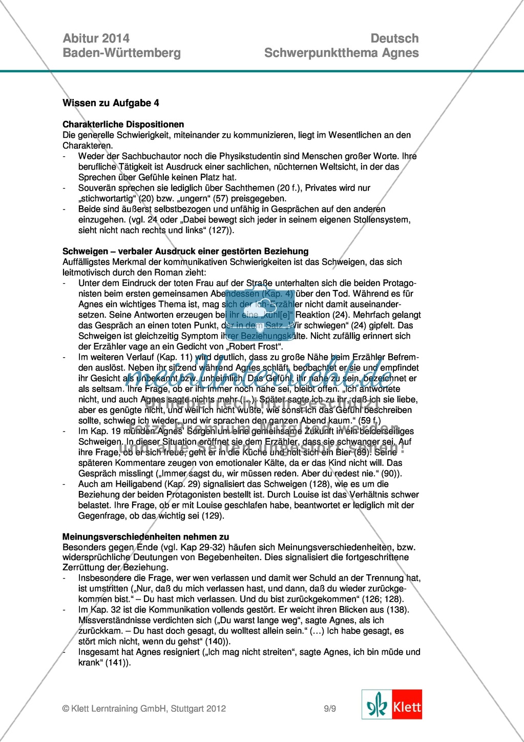 Vollständige Abituraufgabe, Baden-Württemberg, 2014: Fragen zum Roman