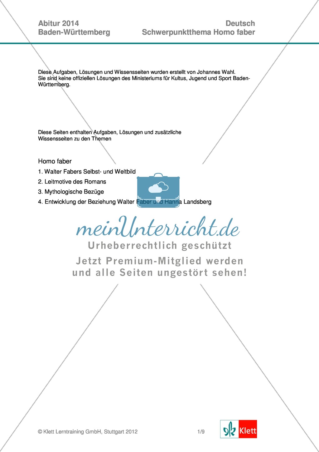 Vollständige Abituraufgabe, Baden-Württemberg, 2014: Fragen zu