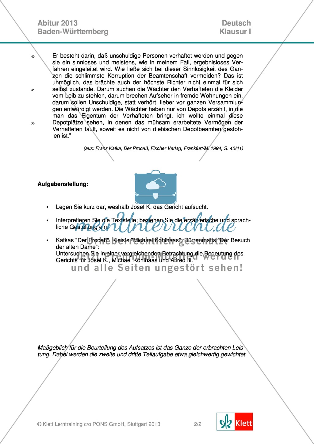 Abitur Baden-Württemberg 2013: Analyse und Interpretation: