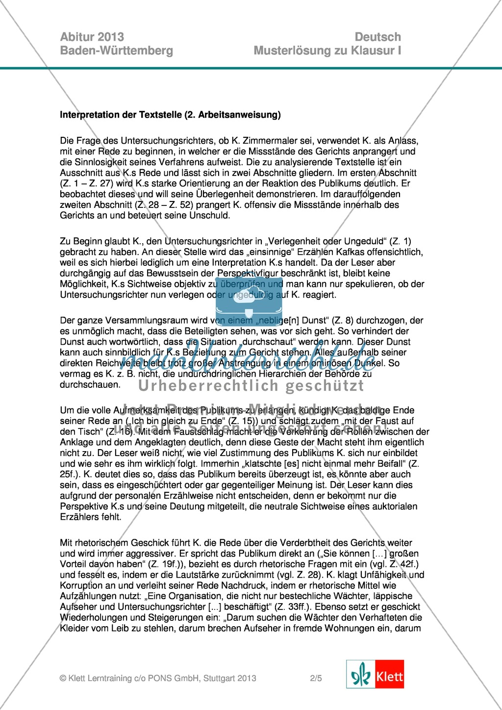 Abitur Baden-Württemberg 2013: Analyse und Interpretation: