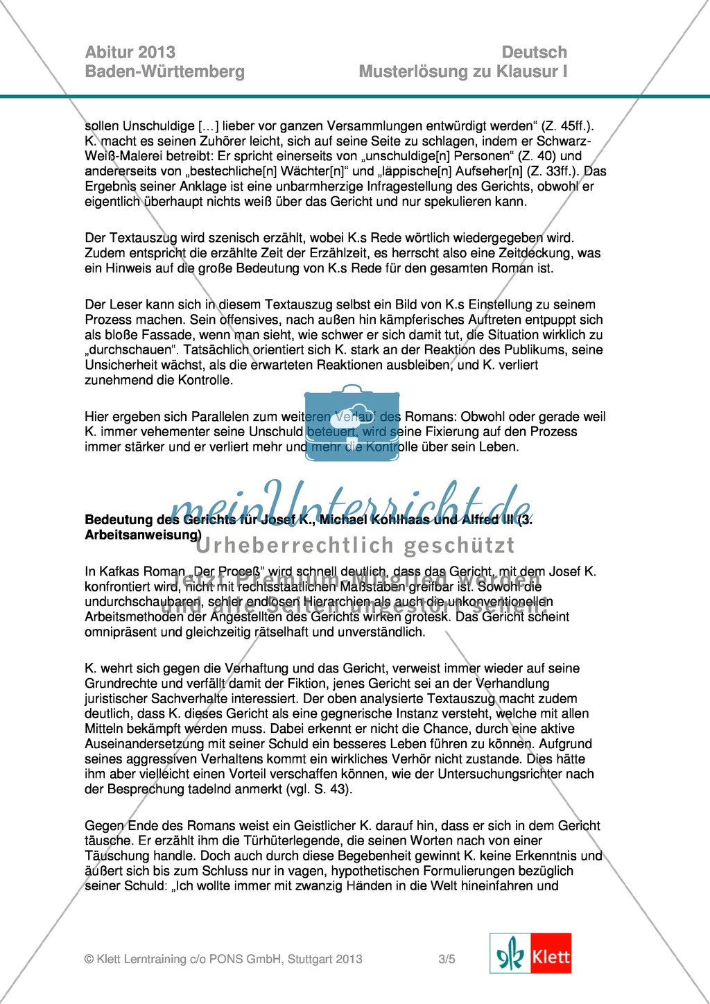 Abitur Baden-Württemberg 2013: Analyse und Interpretation: