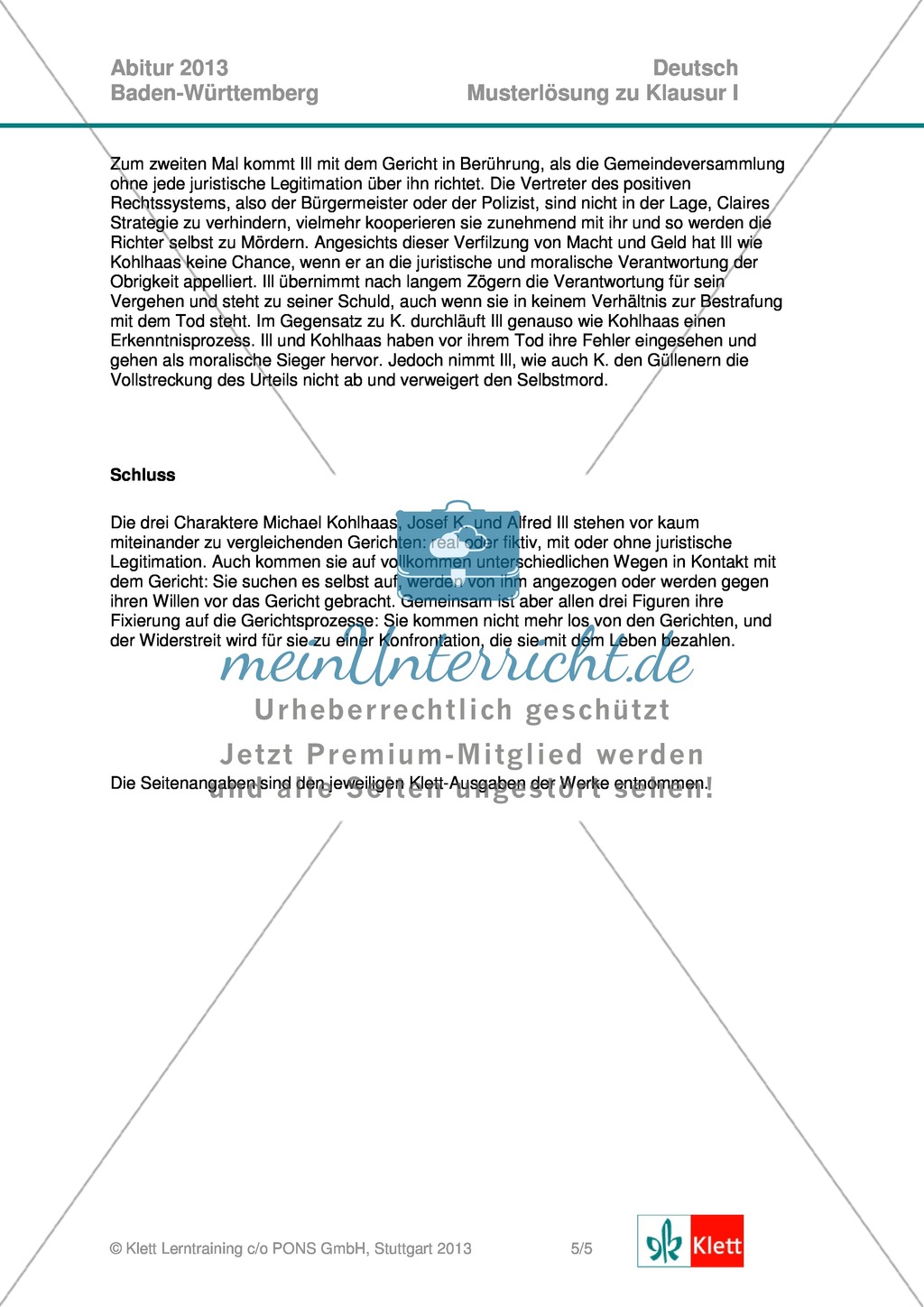 Abitur Baden-Württemberg 2013: Analyse und Interpretation: