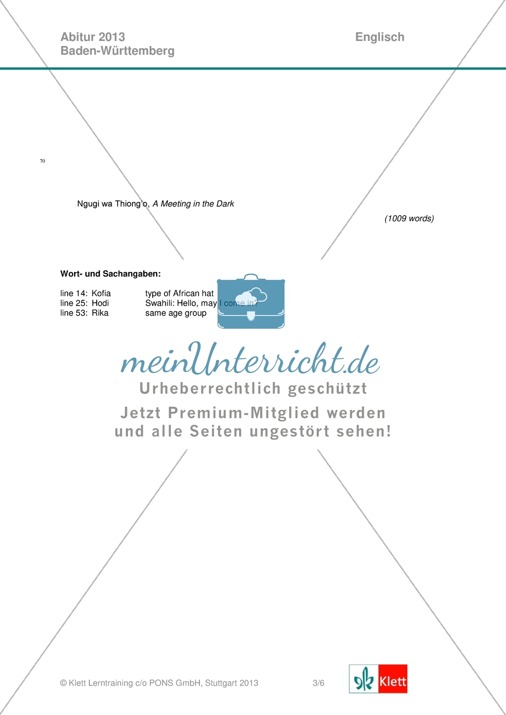 Abituraufgaben Baden-Württemberg 2013: Ausschnitt aus