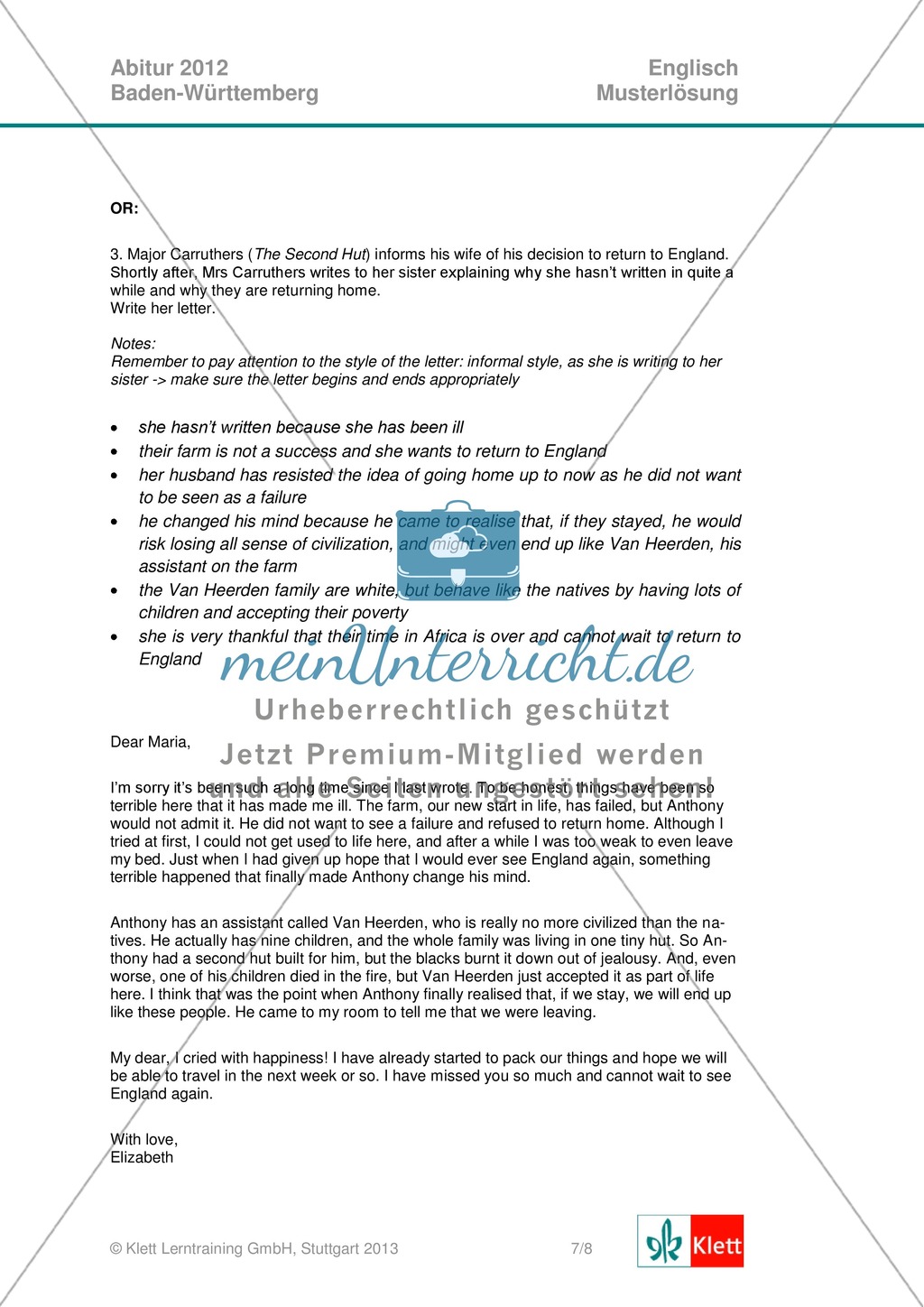Abituraufgaben Baden-Württemberg 2013: Composition: letter / comment + Lösungen. Preview 4