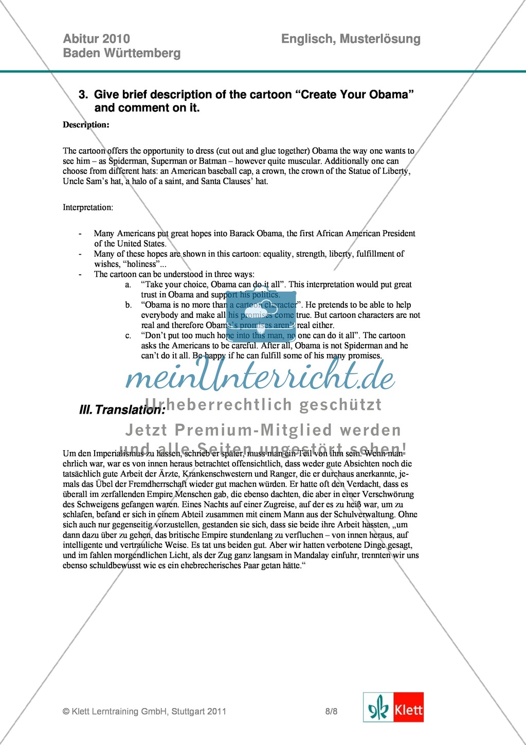 Abituraufgaben Baden-Württemberg 2010 zum Thema