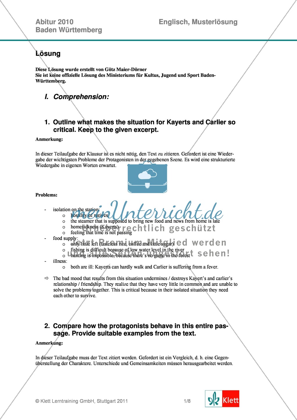 Abituraufgaben Baden-Württemberg 2010 zum Thema