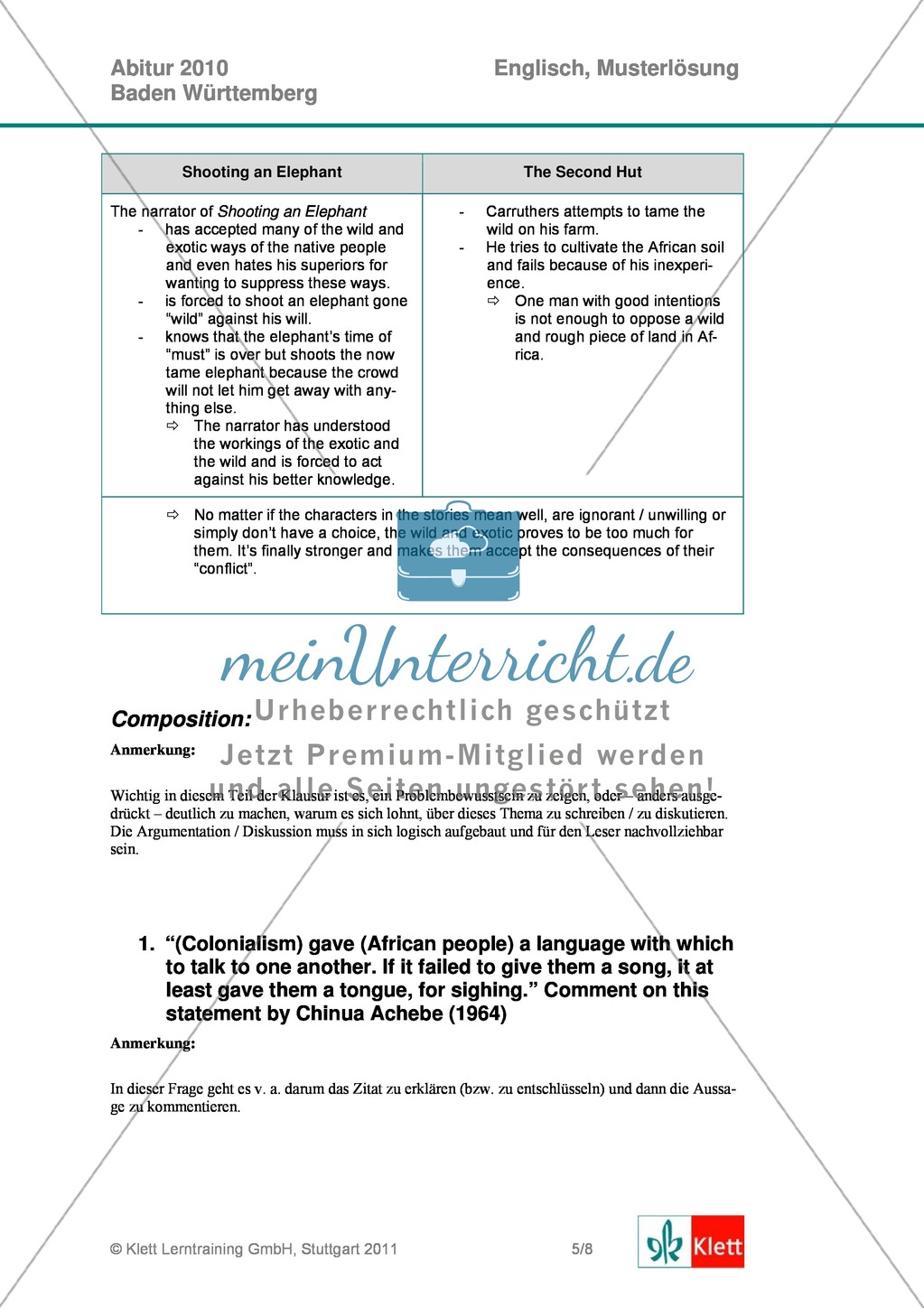 Abituraufgaben Baden-Württemberg 2010 zum Thema