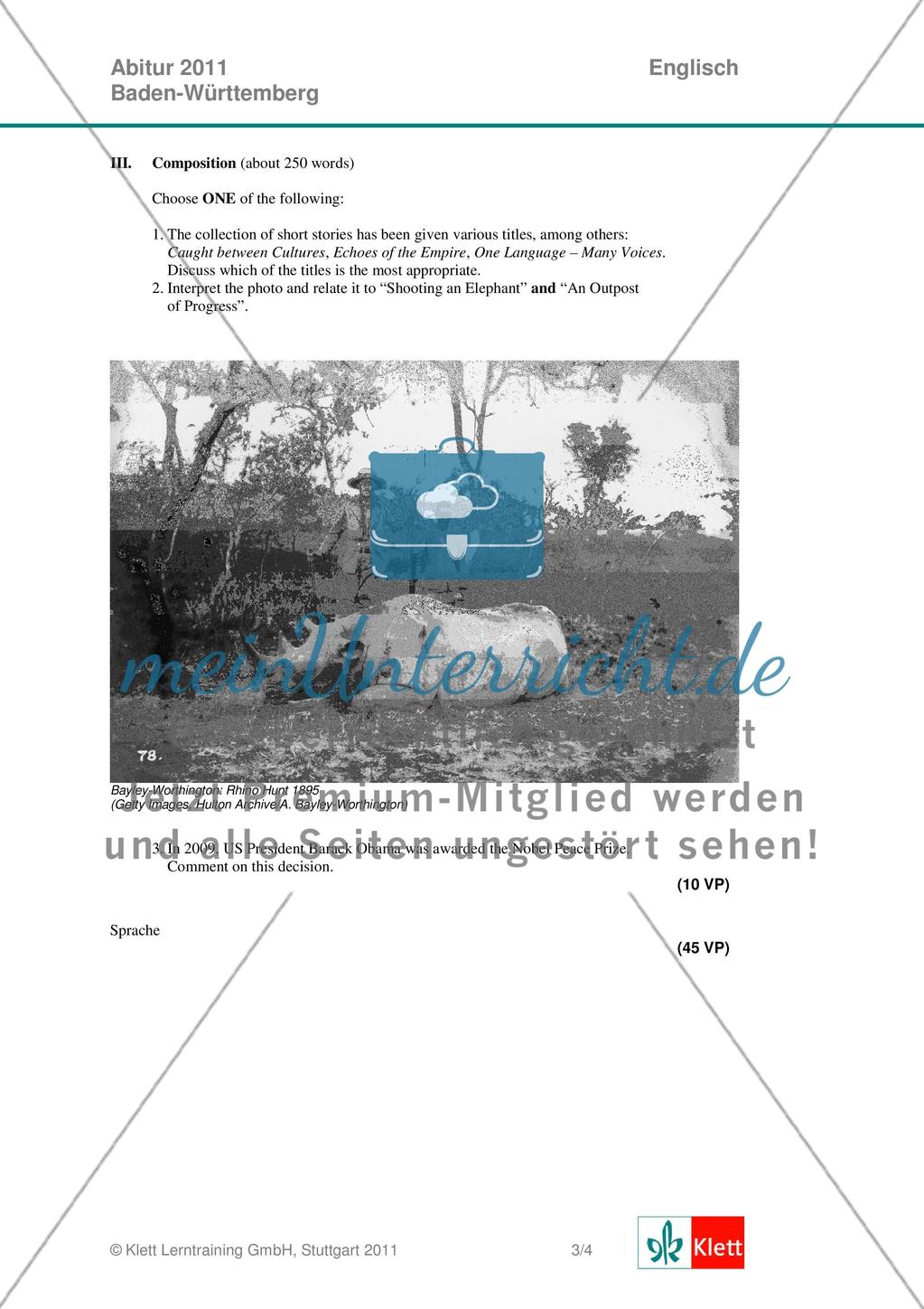 Abituraufgaben Baden-Württemberg 2011 zum Thema