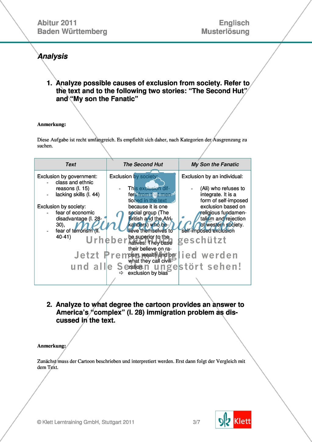 Abituraufgaben Baden-Württemberg 2011 zum Thema