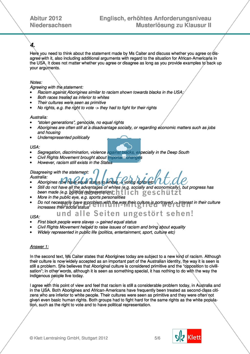 Vollständige Abituraufgabe Niedersachen, erhöhtes Anforderungsniveau, 2012: Aufgabenstellung zur Textanalyse von Auszügen aus