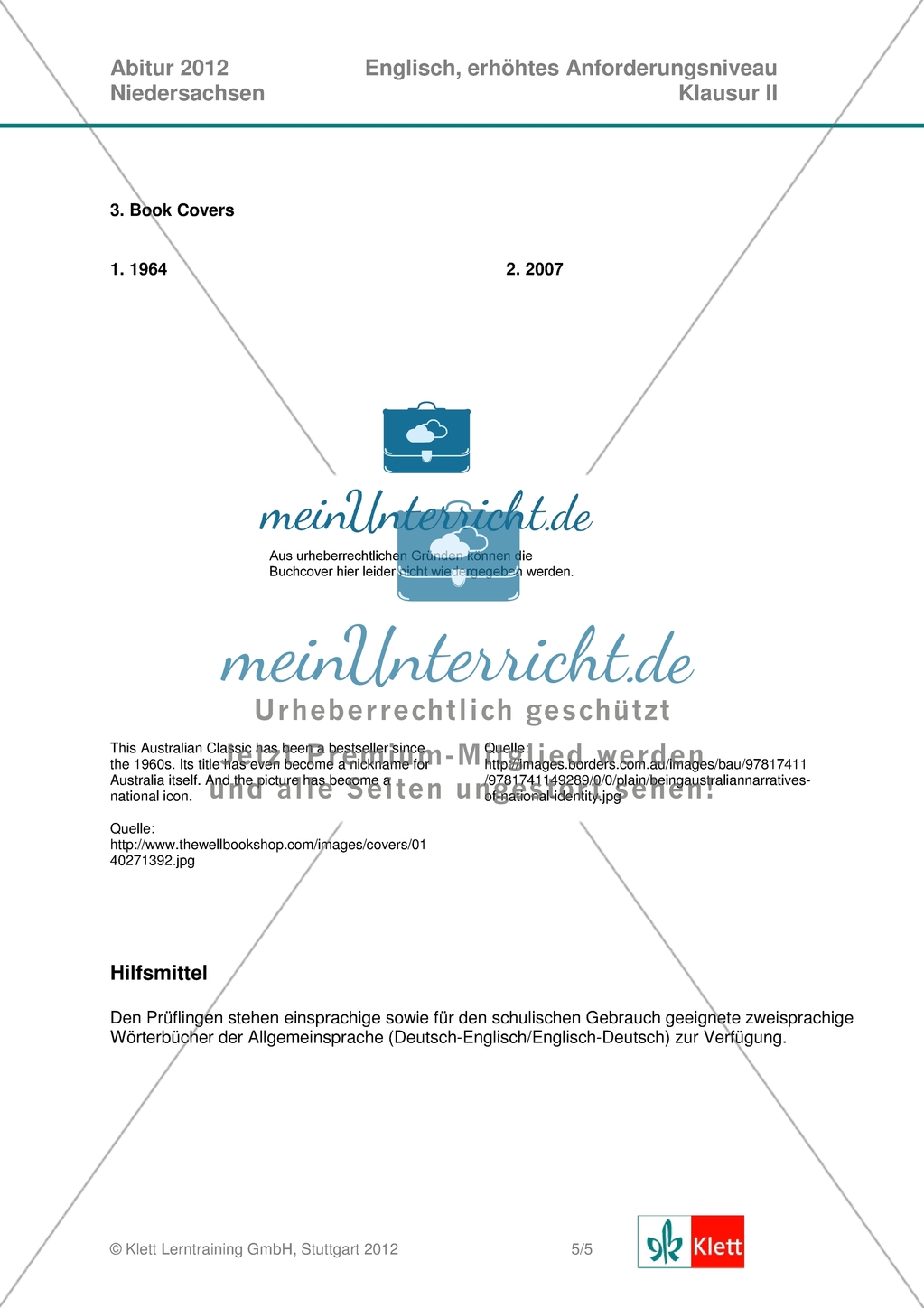 Vollständige Abituraufgabe Niedersachen, erhöhtes Anforderungsniveau, 2012: Aufgabenstellung zur Textanalyse von Auszügen aus