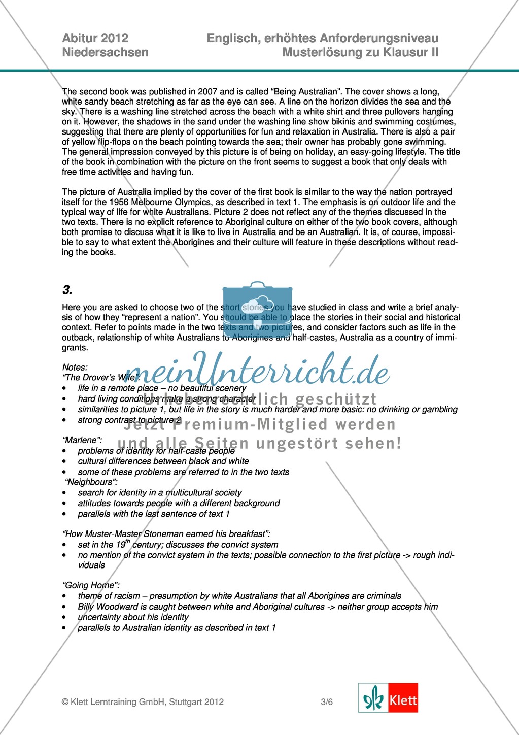 Vollständige Abituraufgabe Niedersachen, erhöhtes Anforderungsniveau, 2012: Aufgabenstellung zur Textanalyse von Auszügen aus
